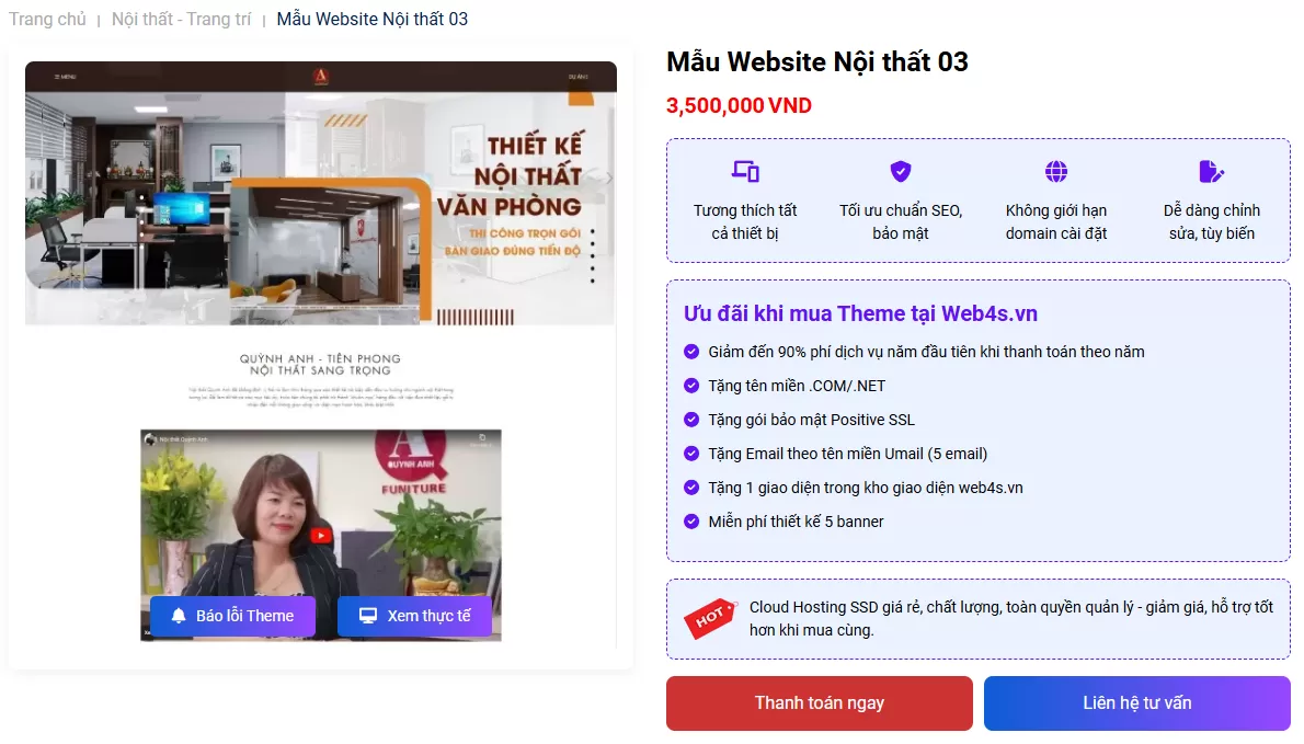 Thiết kế website nội thất